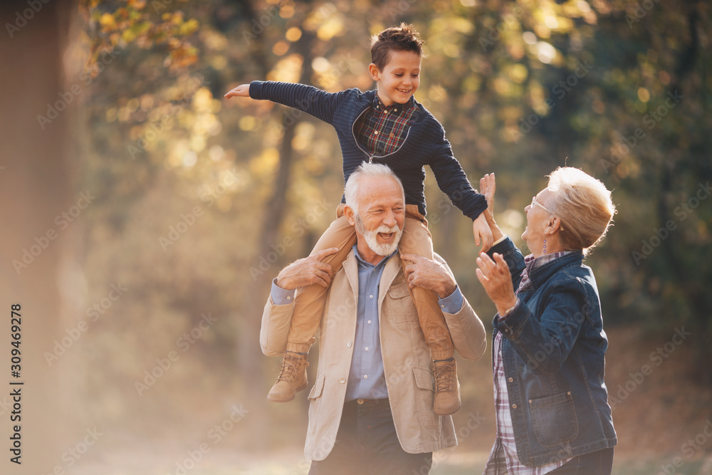 grandparents playing with kids